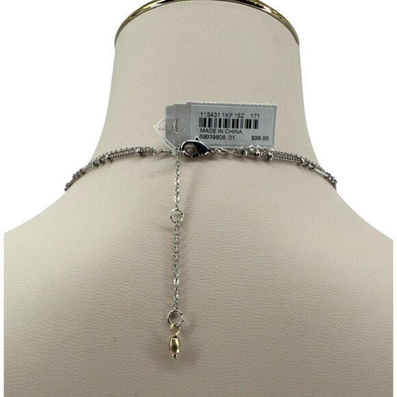 J. Jill Layered Necklace Silver Gold Pear Charm Beaded Rhinestone Adjustable NWT - Picture 13 of 13